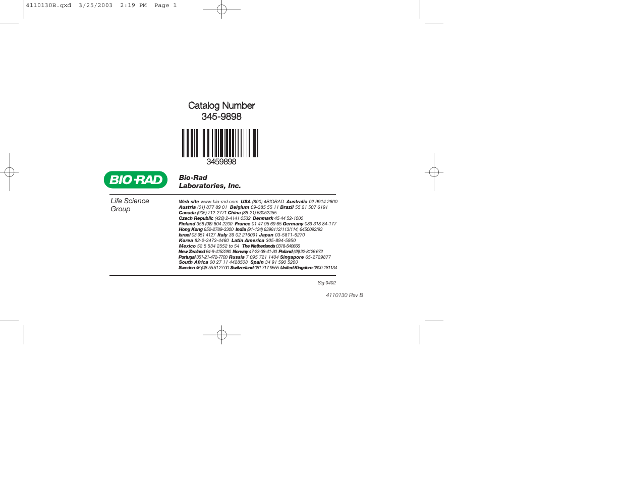 Bio-Rad Criterion™ XT Tris-Acetate Precast Gels User Manual | Page 26 / 26
