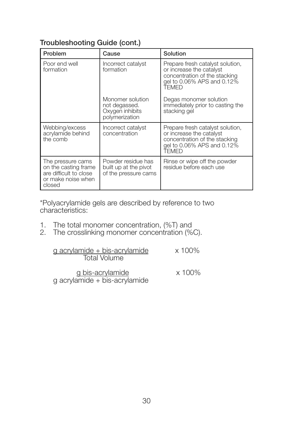 30 troubleshooting guide (cont.) | Bio-Rad Mini-PROTEAN® Tetra Cell User Manual | Page 34 / 44