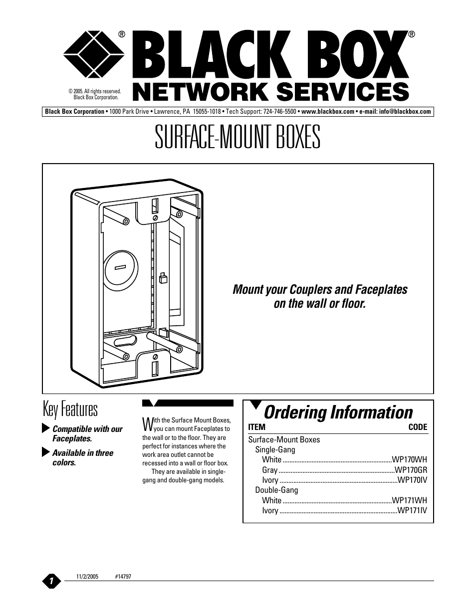 Black Box WP171WH User Manual | 1 page