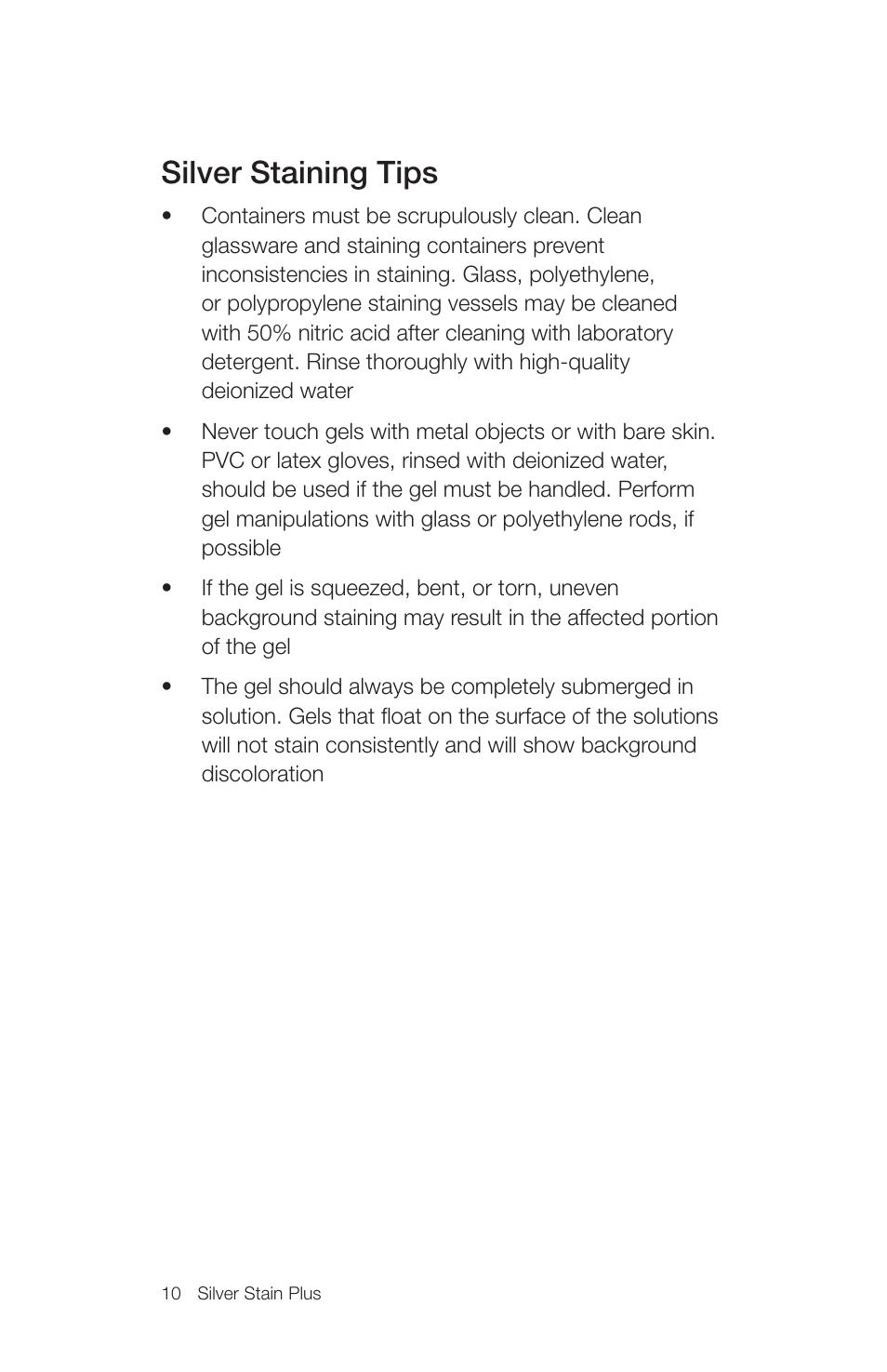 Silver staining tips | Bio-Rad Silver Stain Plus Kit User Manual | Page 12 / 20