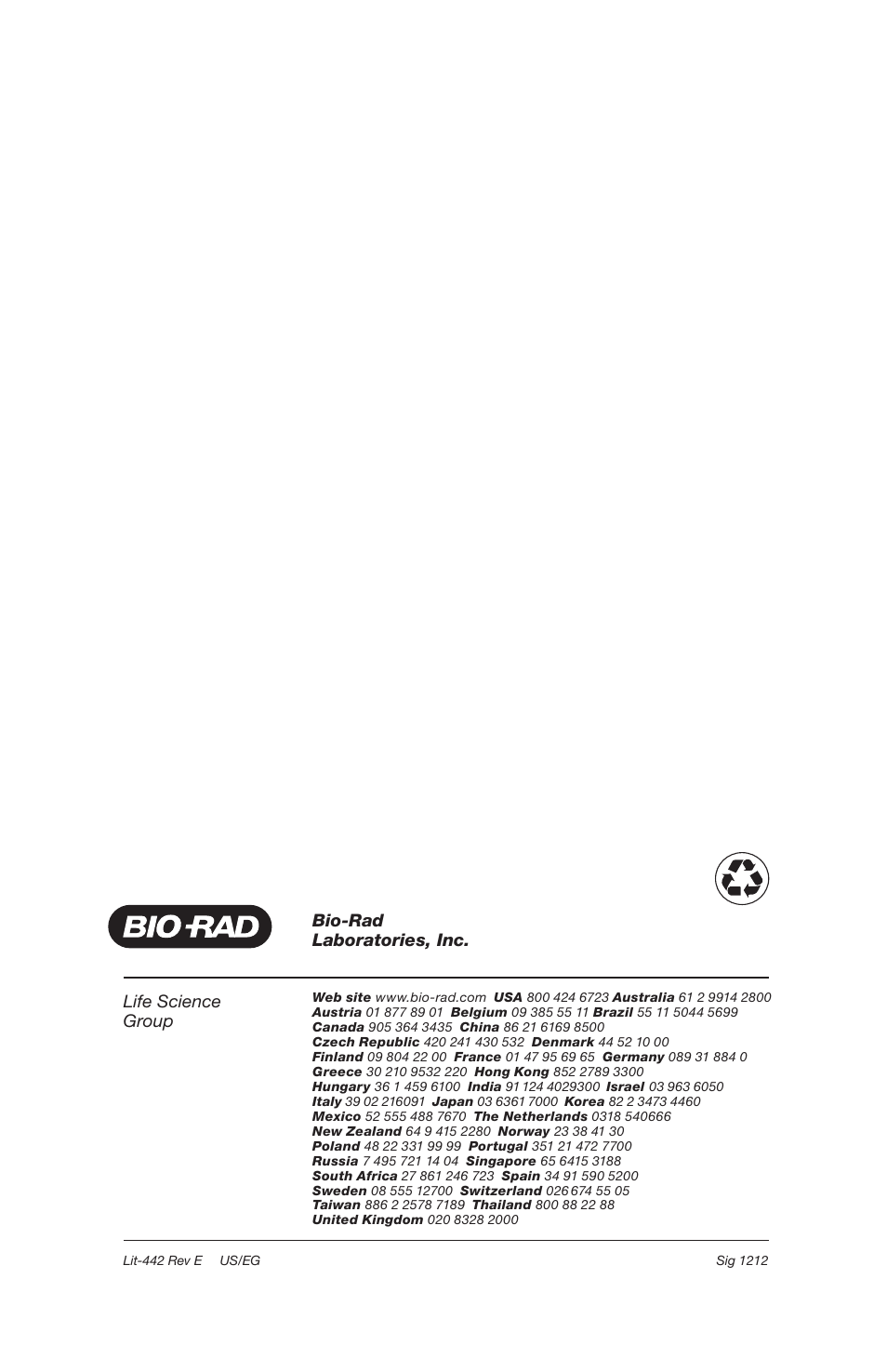 Bio-Rad Silver Stain Plus Kit User Manual | Page 20 / 20