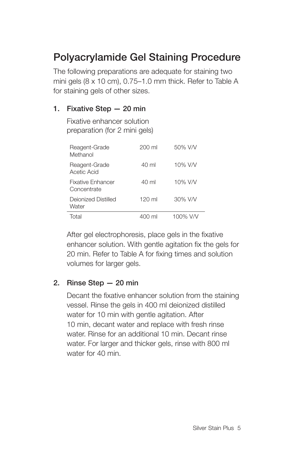 Polyacrylamide gel staining procedure | Bio-Rad Silver Stain Plus Kit User Manual | Page 7 / 20
