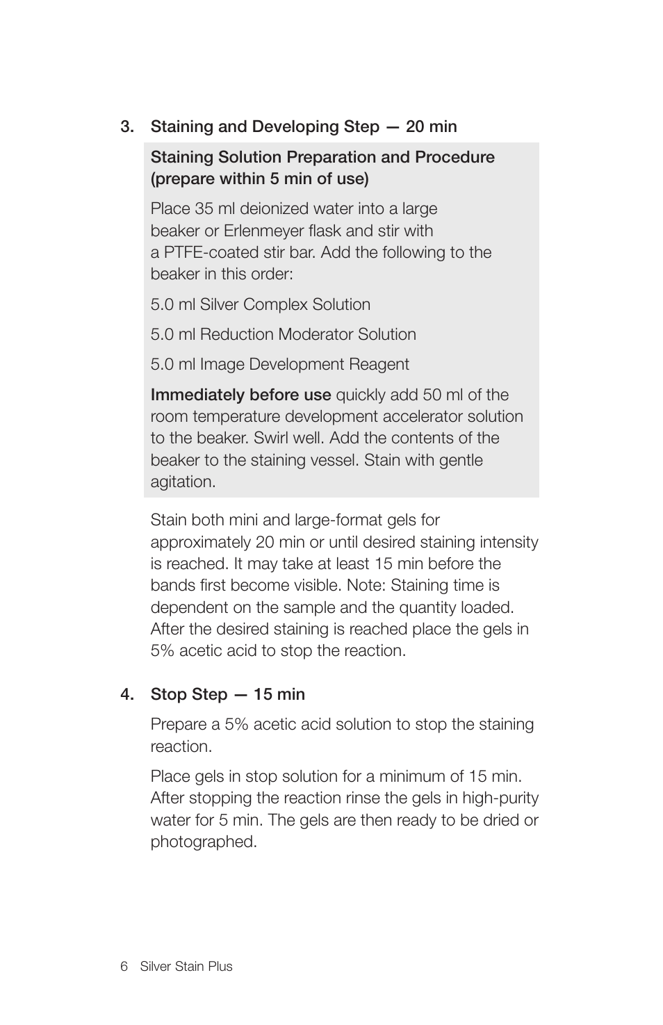 Bio-Rad Silver Stain Plus Kit User Manual | Page 8 / 20