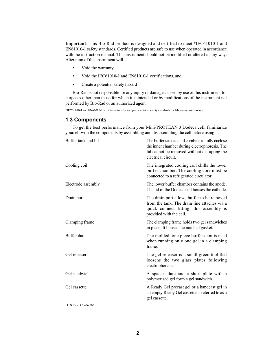 3 components | Bio-Rad Mini-PROTEAN® 3 Dodeca™ Cell User Manual | Page 4 / 14