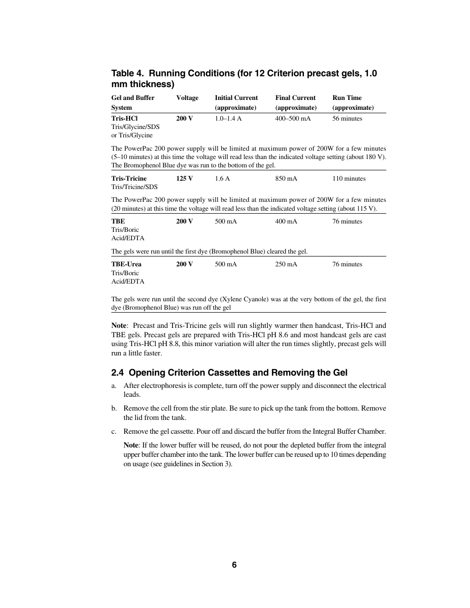 4 opening criterion cassettes and removing the gel | Bio-Rad Criterion Dodeca Cell User Manual | Page 8 / 14