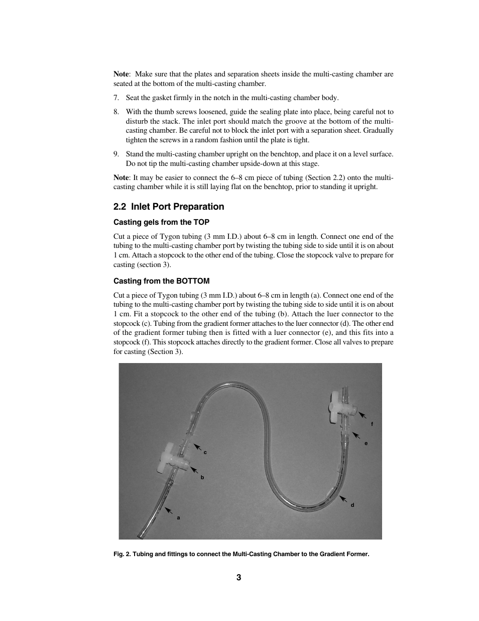 2 inlet port preparation | Bio-Rad PROTEAN Plus Multi-Casting Chamber User Manual | Page 5 / 13