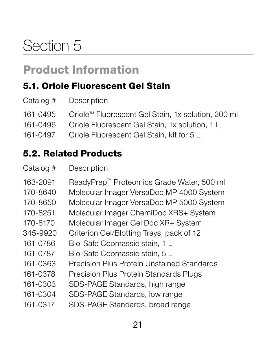 Product information | Bio-Rad 2-D Electrophoresis Workflow User Manual | Page 25 / 27