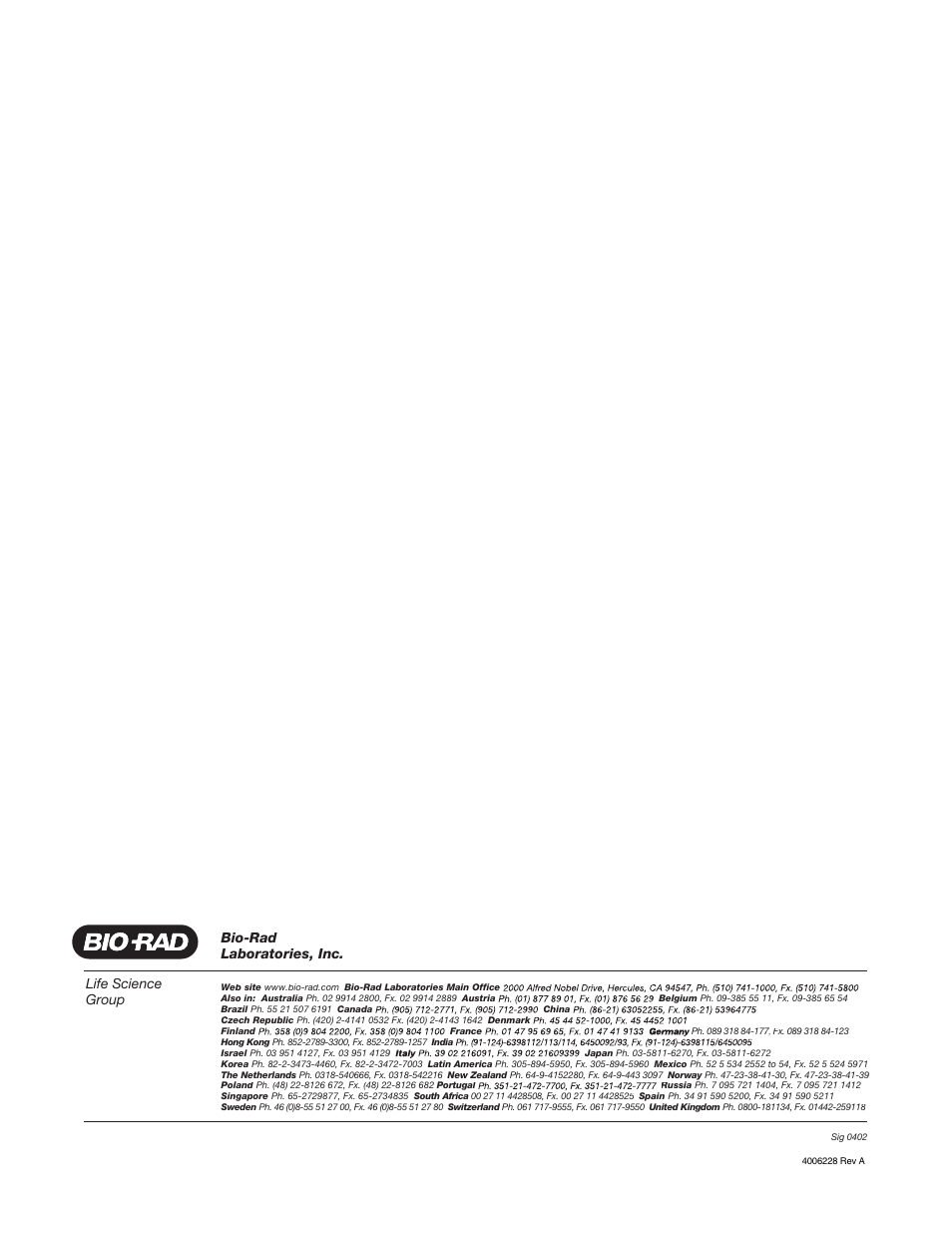 Life science group, Bio-rad laboratories, inc | Bio-Rad High-Throughput Dodeca™ Gel Stainers User Manual | Page 26 / 26