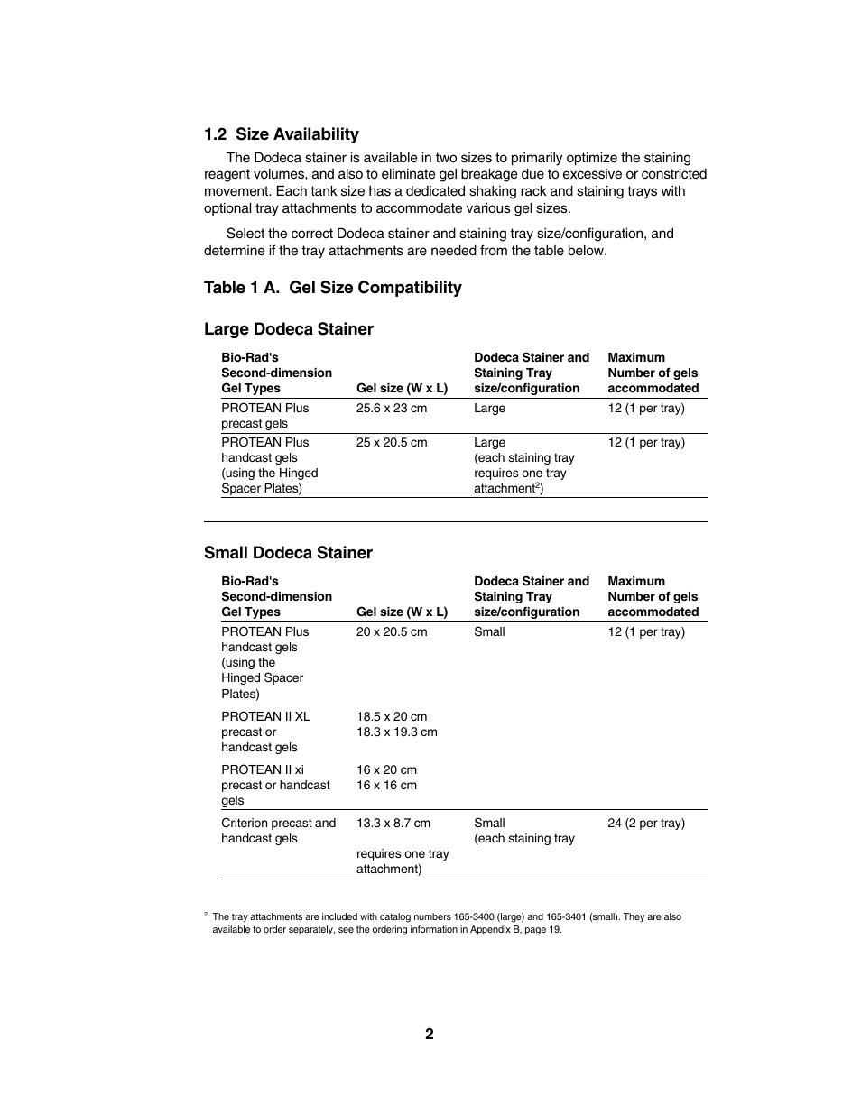 2 size availability, Small dodeca stainer | Bio-Rad High-Throughput Dodeca™ Gel Stainers User Manual | Page 5 / 26
