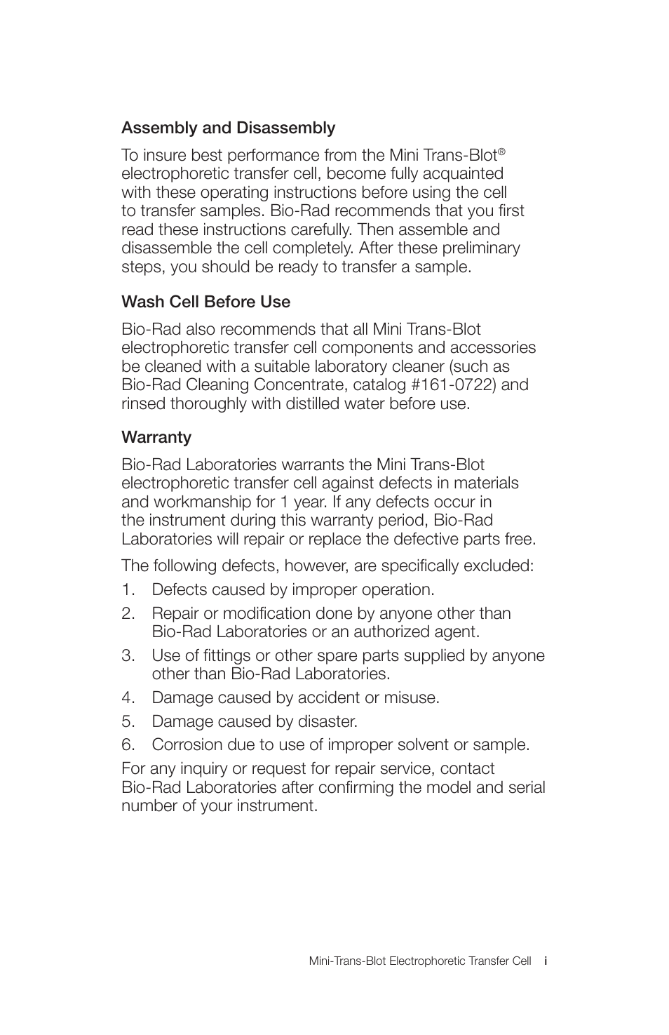 Bio-Rad Mini Trans-Blot® Cell User Manual | Page 3 / 40