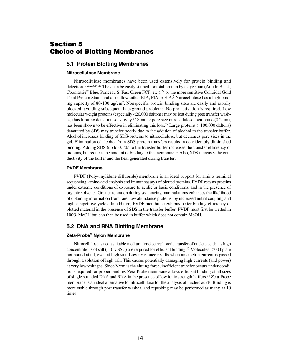 1 protein blotting membranes, 2 dna and rna blotting membrane | Bio-Rad Trans-Blot® Cell User Manual | Page 17 / 27