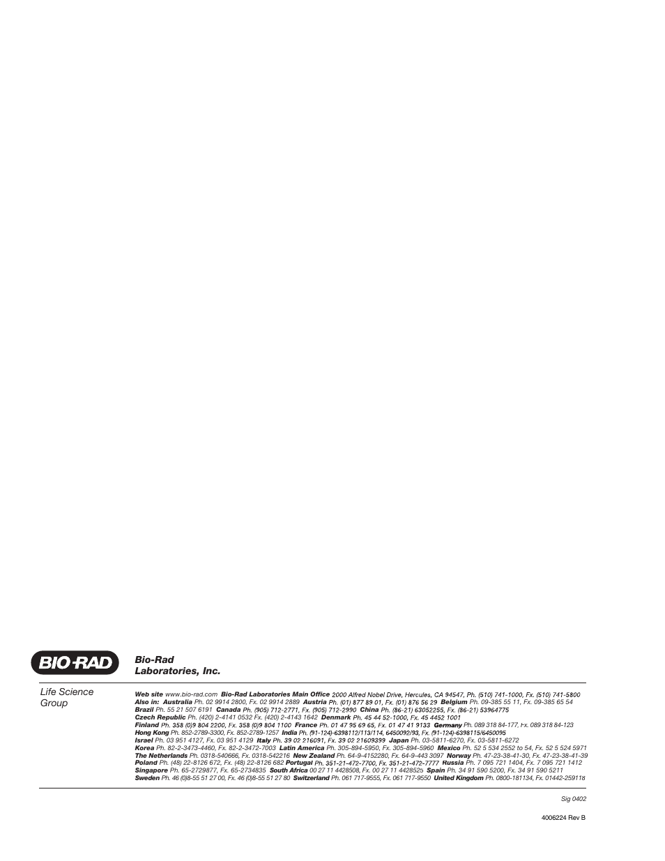 Life science group, Bio-rad laboratories, inc | Bio-Rad Trans-Blot® Plus Cell User Manual | Page 34 / 34