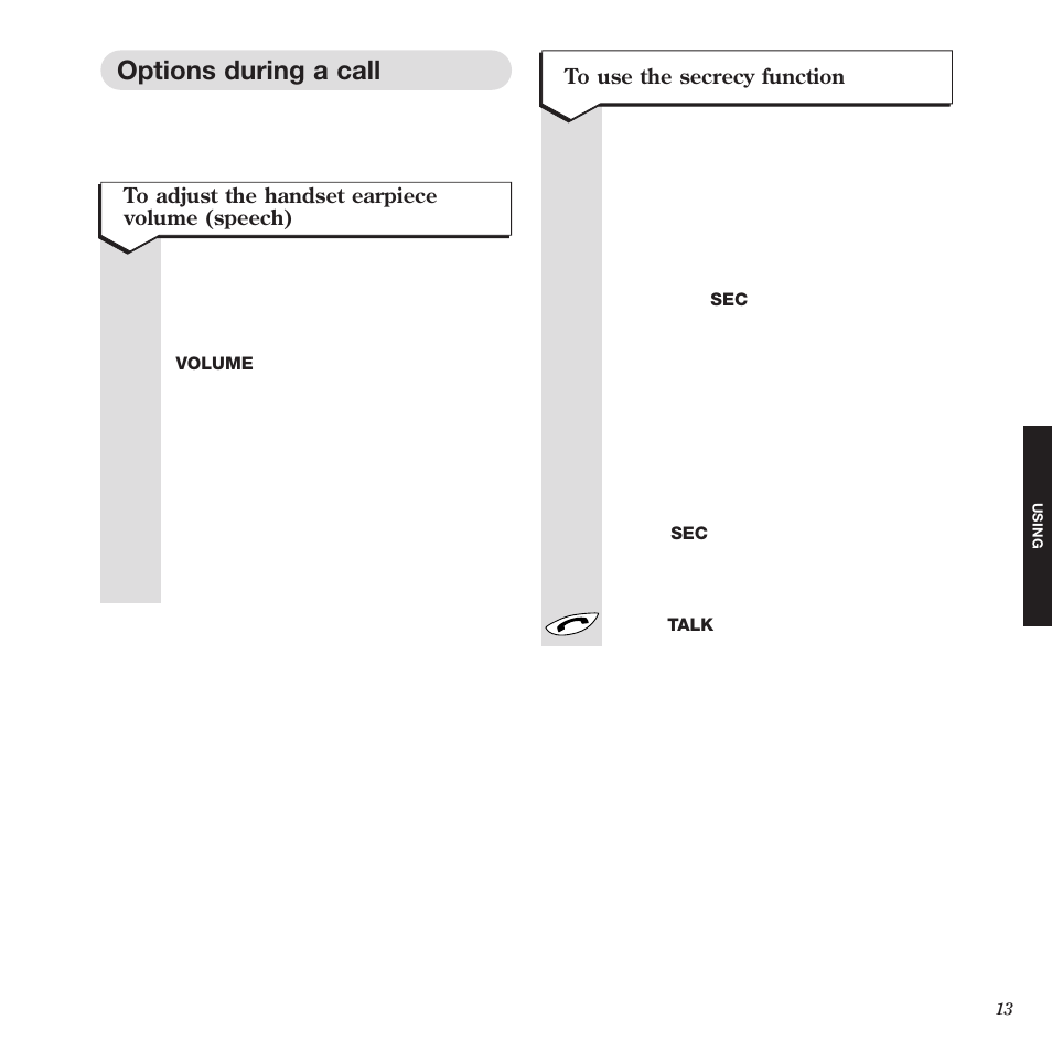 Options during a call | Black Box 2010 User Manual | Page 15 / 43