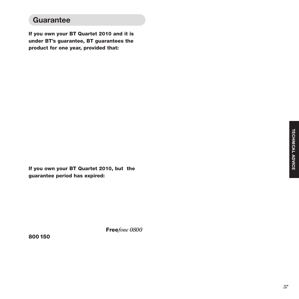 Guarantee | Black Box 2010 User Manual | Page 39 / 43