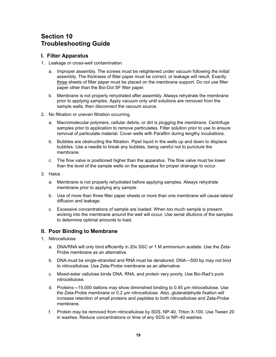 Bio-Rad Bio-Dot® and Bio-Dot SF Microfiltration Apparatus User Manual | Page 23 / 32