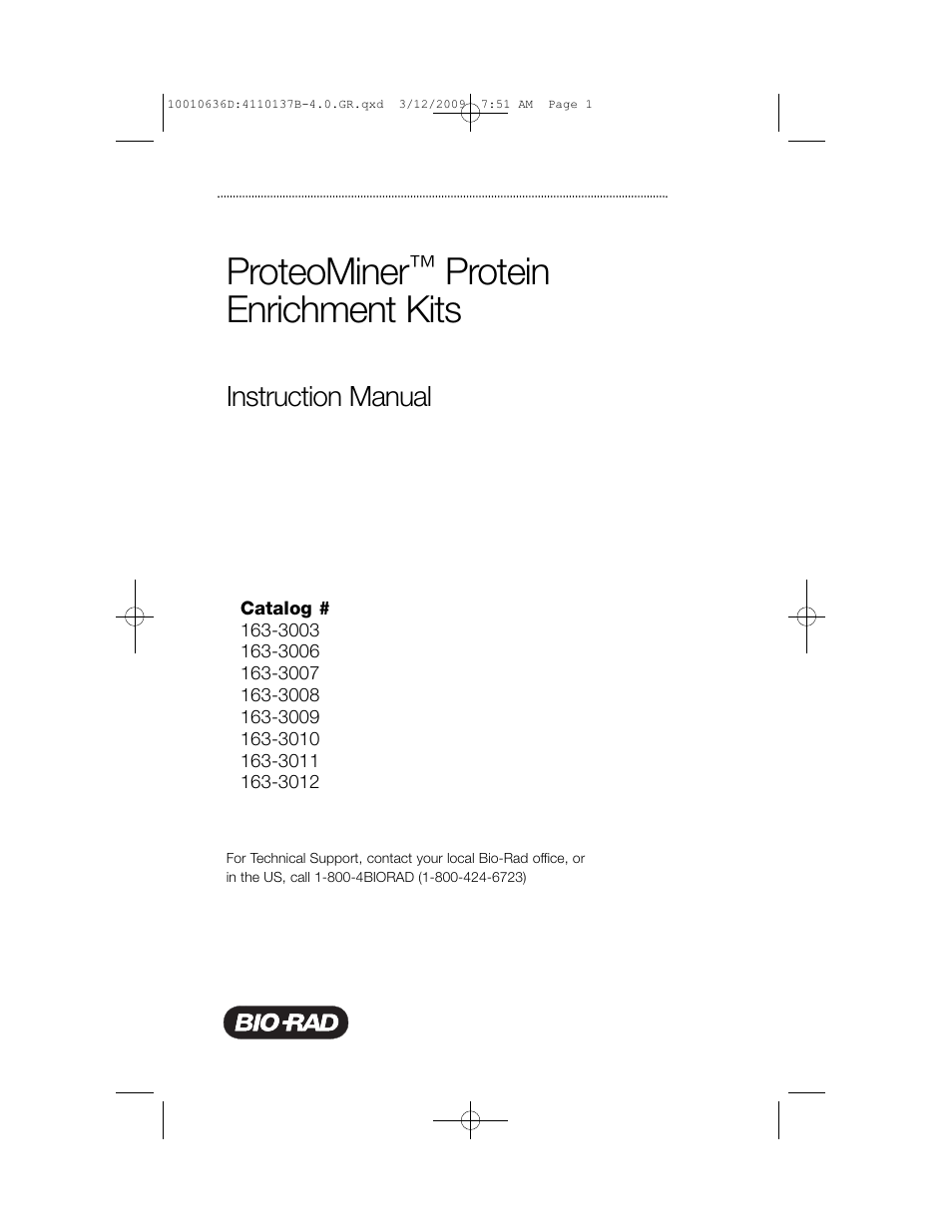 Bio-Rad ProteoMiner Protein Enrichment Kits User Manual | 22 pages