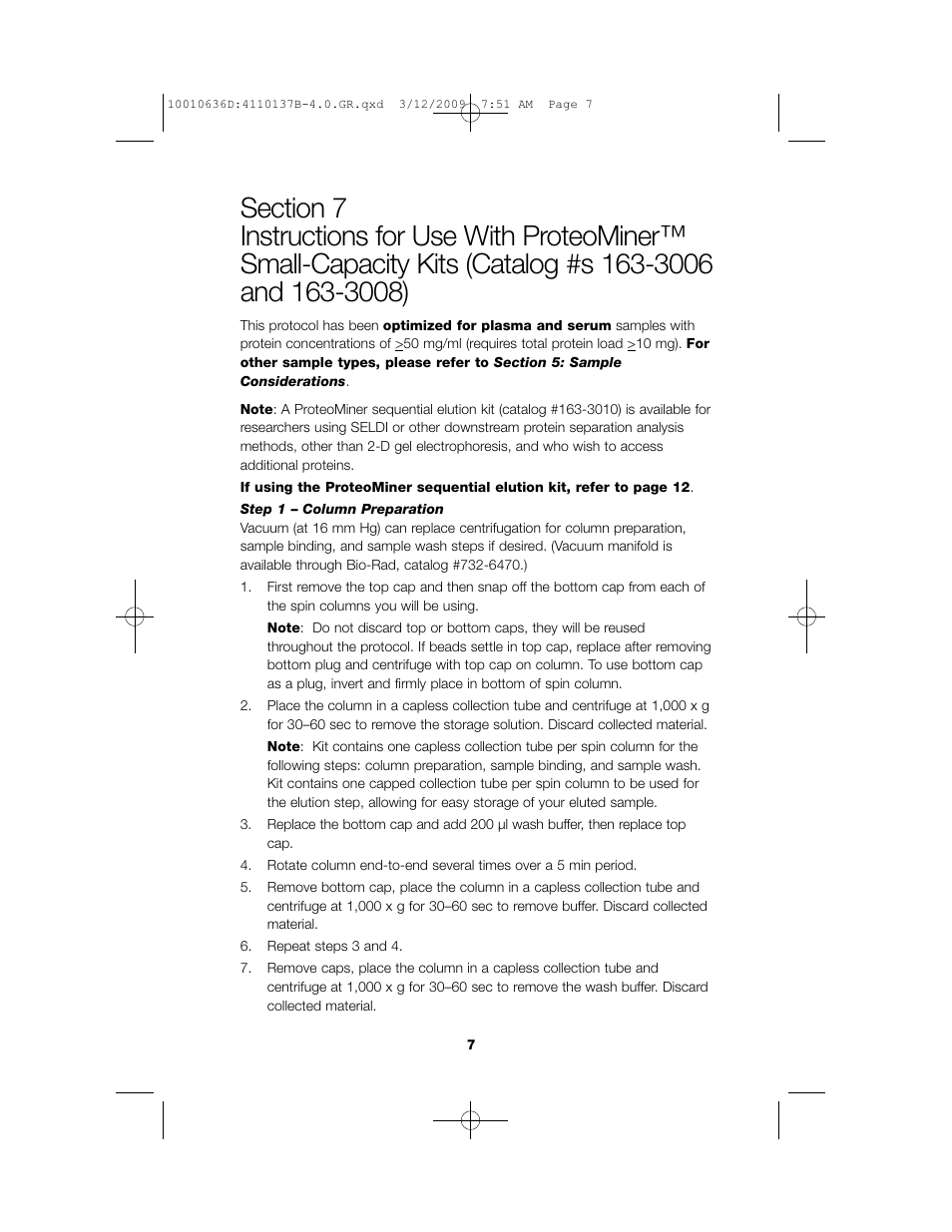 Bio-Rad ProteoMiner Protein Enrichment Kits User Manual | Page 9 / 22