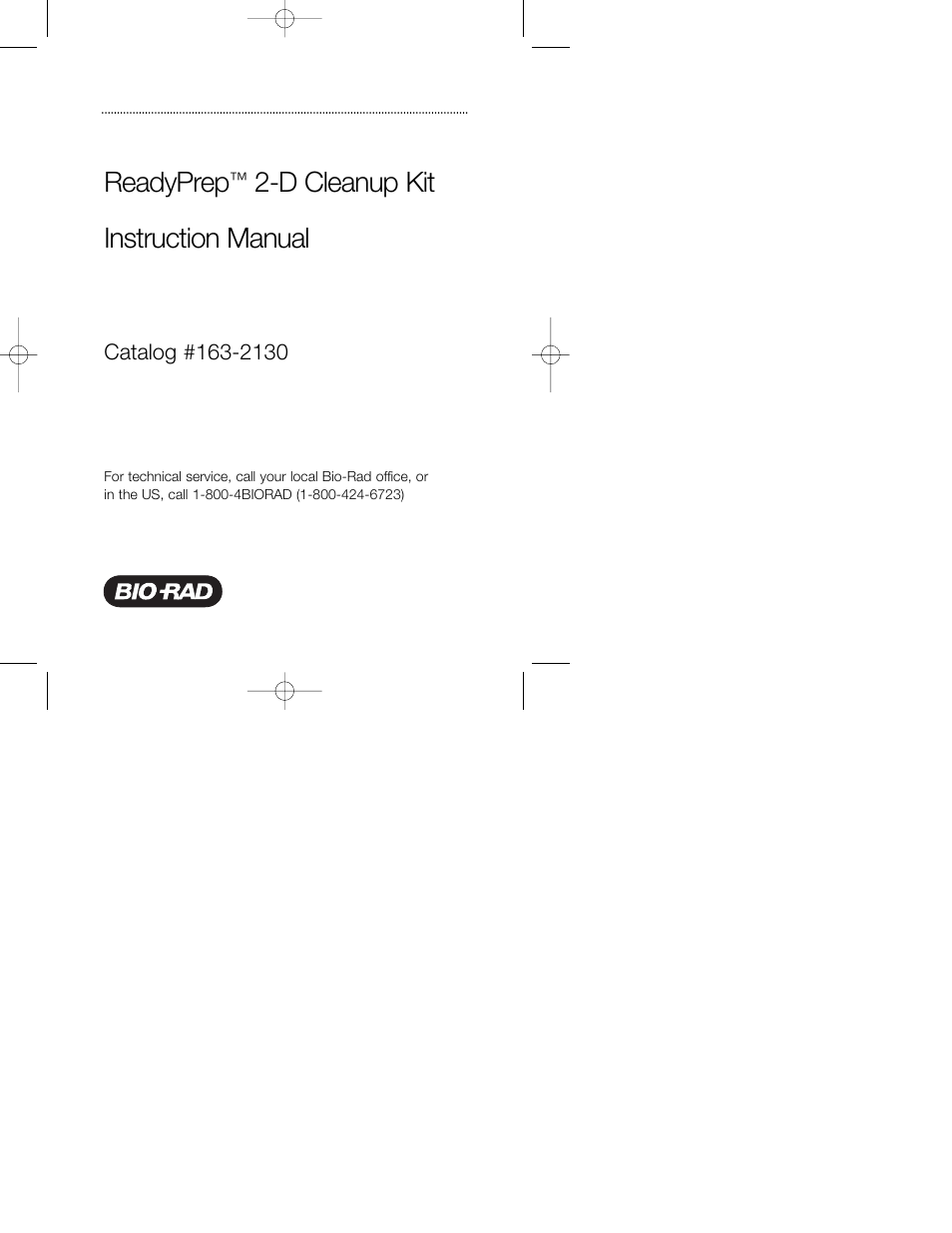 Bio-Rad ReadyPrep™ 2-D Cleanup Kit User Manual | 20 pages