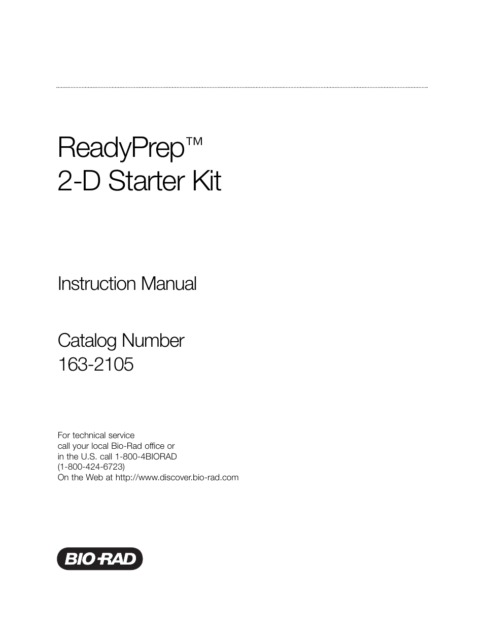 Bio-Rad ReadyPrep™ 2-D Starter Kit User Manual | 28 pages
