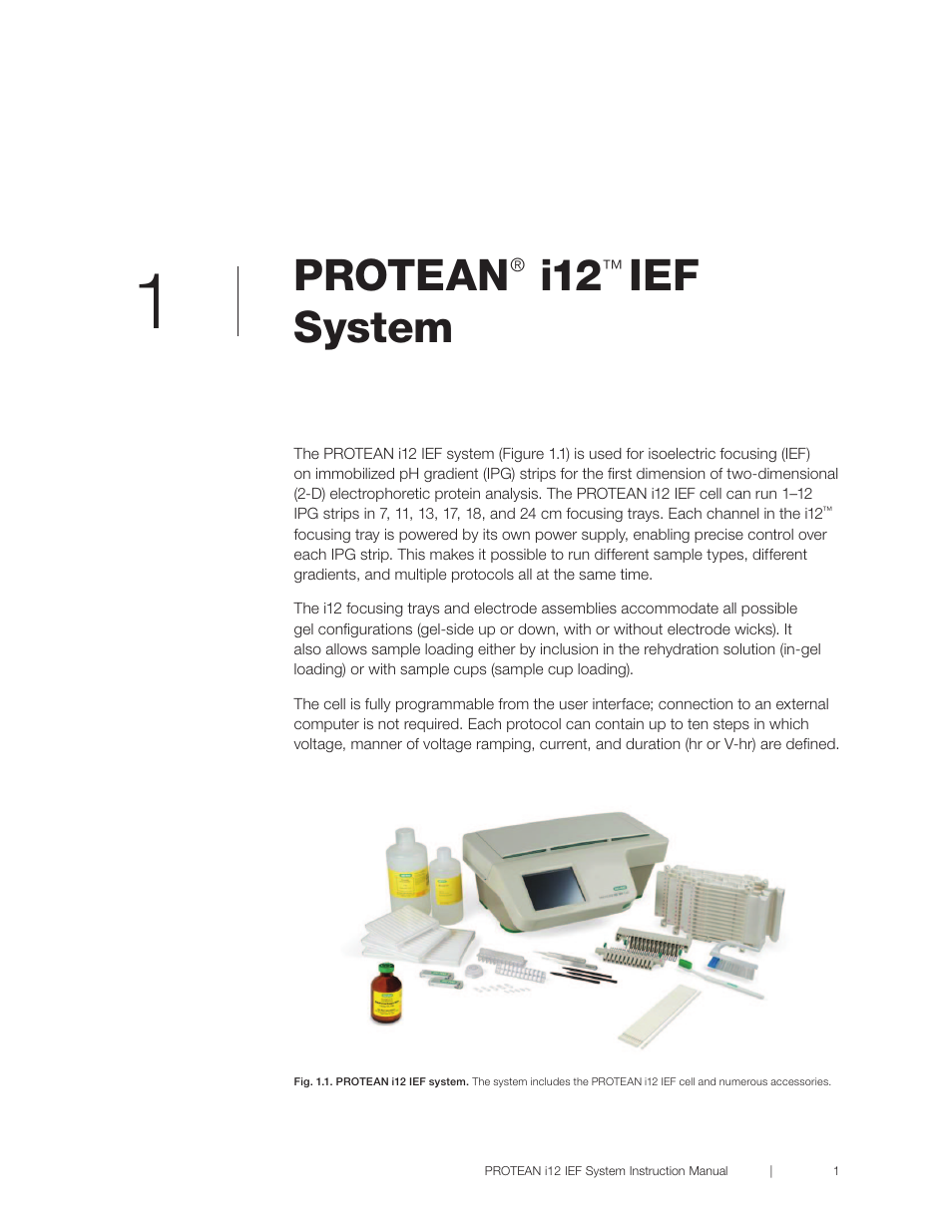 Chapter 1 protean® i12™ ief system, R 1 protean, Ief system | Protean | Bio-Rad PROTEAN® i12™ IEF System User Manual | Page 5 / 60