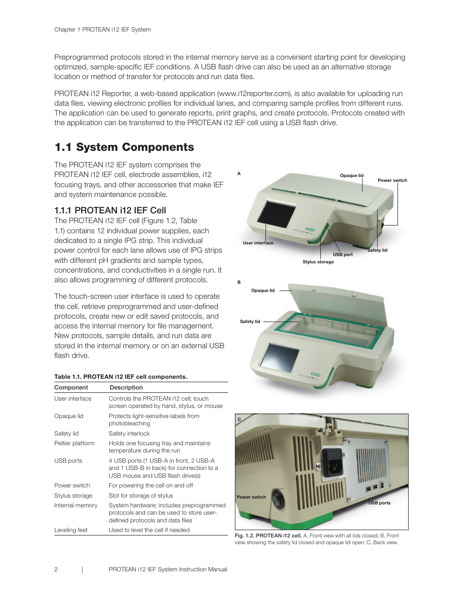 1 system components, 1 protean i12 ief cell | Bio-Rad PROTEAN® i12™ IEF System User Manual | Page 6 / 60