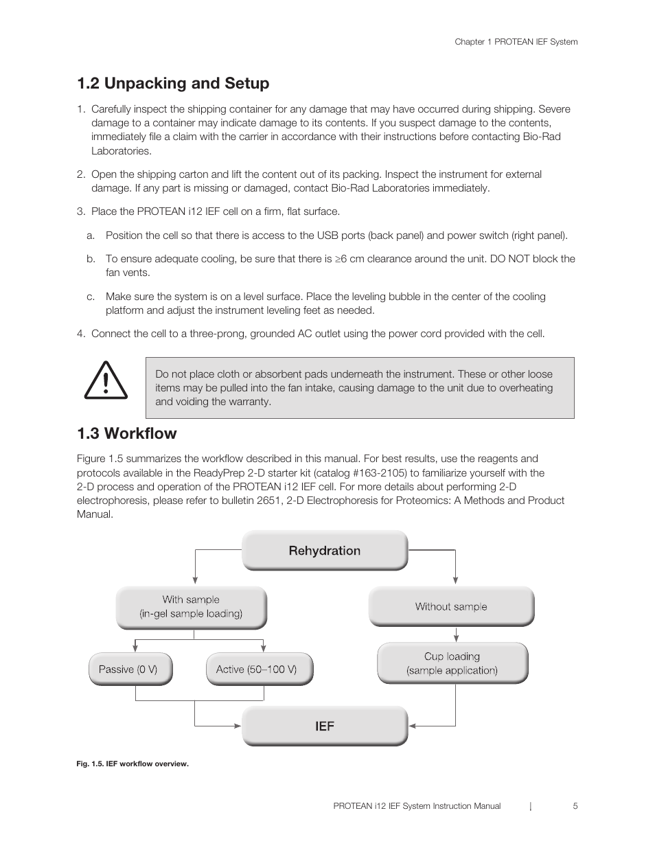 2 unpacking and setup, 3 workflow | Bio-Rad PROTEAN® i12™ IEF System User Manual | Page 9 / 60