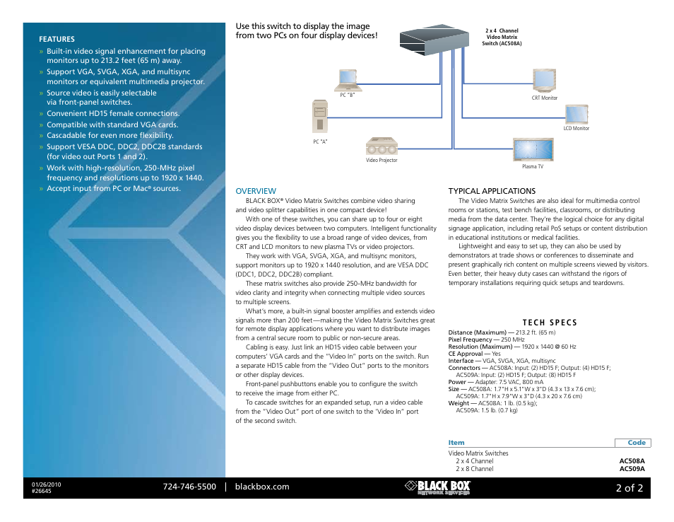 Black box, 2 of 2 | Black Box AC509A User Manual | Page 2 / 2