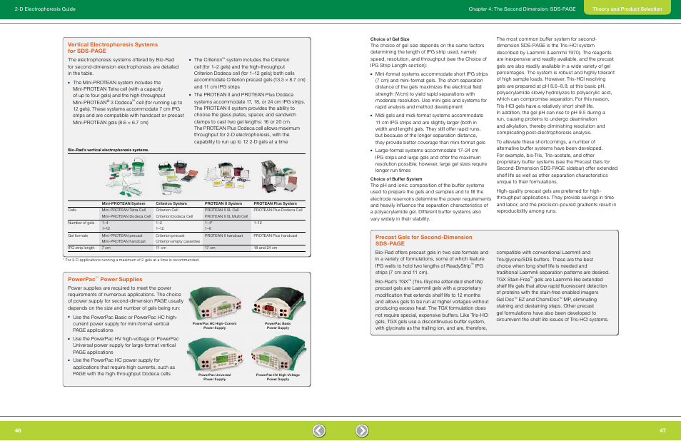 Choice of gel size, Choice of buffer system, Vertical electrophoresis systems for sds-page | Powerpac, Power supplies, Precast gels for second-dimension sds-page | Bio-Rad GS-900™ Calibrated Densitometer User Manual | Page 25 / 72