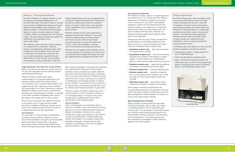 Gel comparison, Data normalization, Data analysis and reporting | Spot cutting from 2-d gels, Pdquest, D analysis software exquest spot cutter | Bio-Rad GS-900™ Calibrated Densitometer User Manual | Page 35 / 72