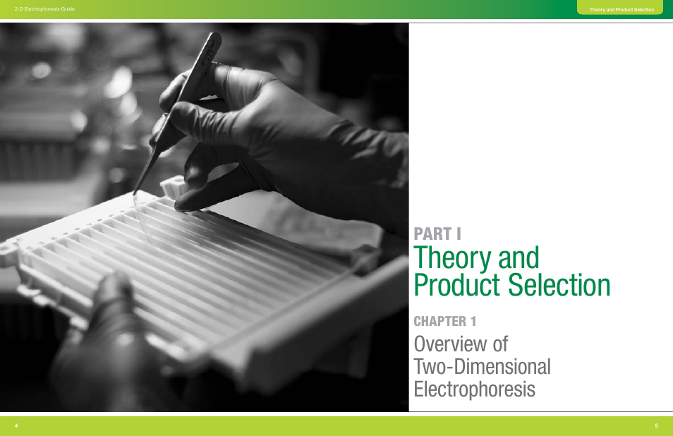 Part i: theory and product selection, Chapter 1 overview of, Two-dimensional electrophoresis | Theory and product selection, Overview of two-dimensional electrophoresis, Part i | Bio-Rad GS-900™ Calibrated Densitometer User Manual | Page 4 / 72