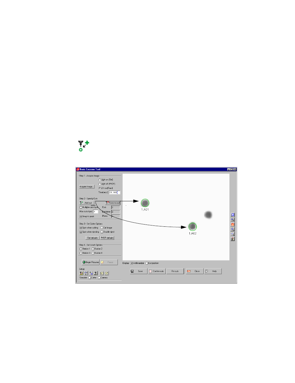 B step 2. specifying cuts | Bio-Rad EXQuest Spot Cutter User Manual | Page 276 / 564