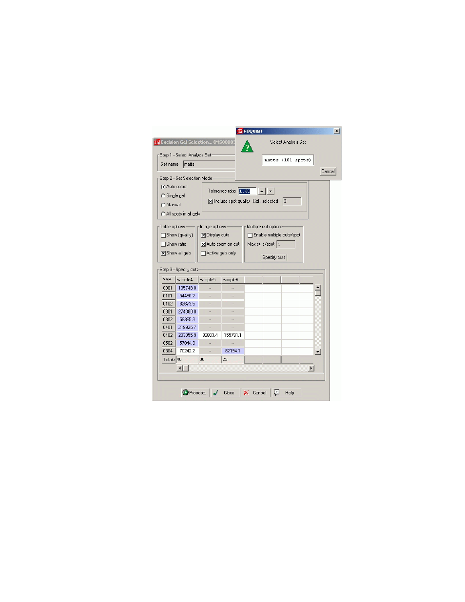 A step 1. select analysis set | Bio-Rad EXQuest Spot Cutter User Manual | Page 292 / 564
