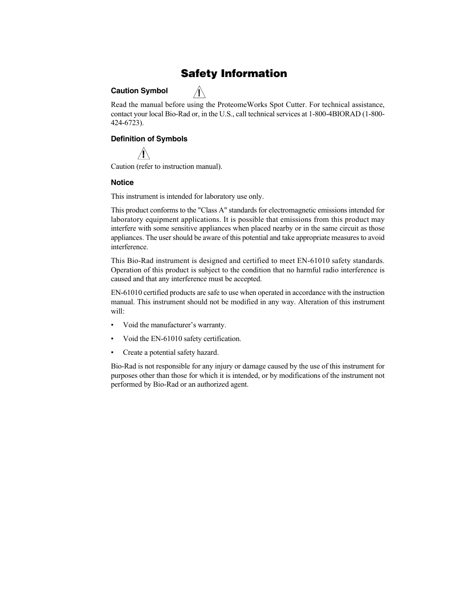 Bio-Rad Components for Older Model Spot Cutter User Manual | Page 2 / 42