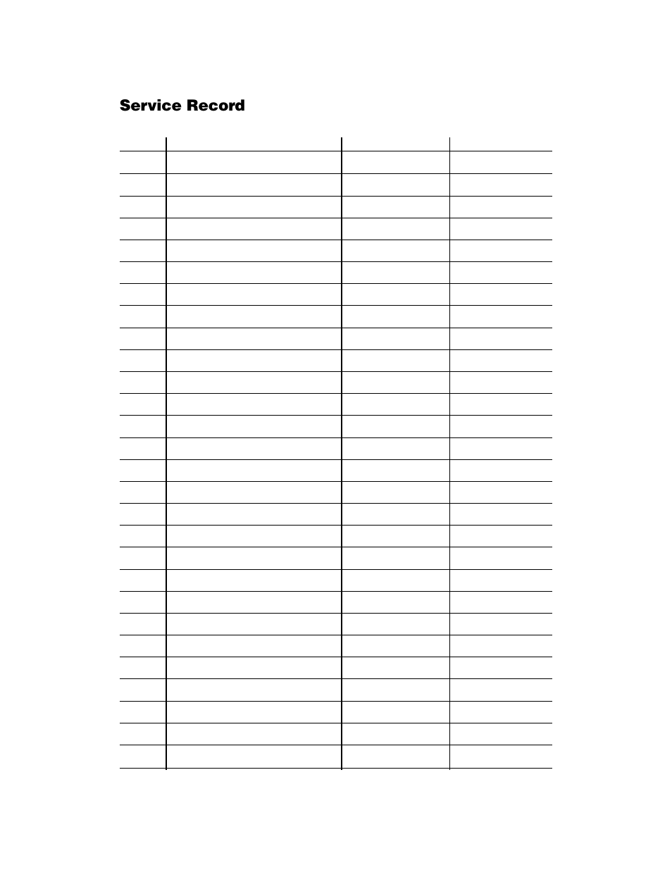 Service record | Bio-Rad Components for Older Model Spot Cutter User Manual | Page 37 / 38