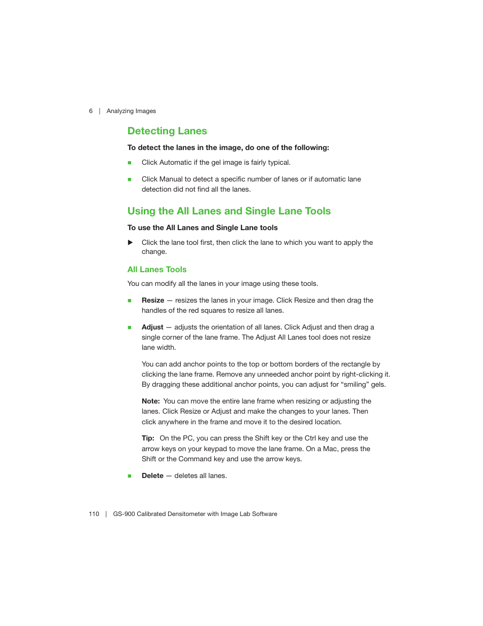 Detecting lanes, Using the all lanes and single lane tools | Bio-Rad Image Lab™ Software User Manual | Page 110 / 208