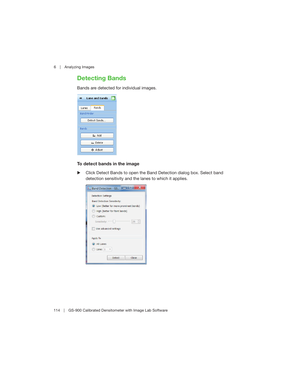 Detecting bands | Bio-Rad Image Lab™ Software User Manual | Page 114 / 208