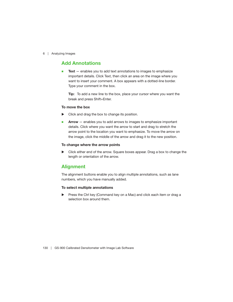 Add annotations, Alignment, Add annotations alignment | Bio-Rad Image Lab™ Software User Manual | Page 130 / 208