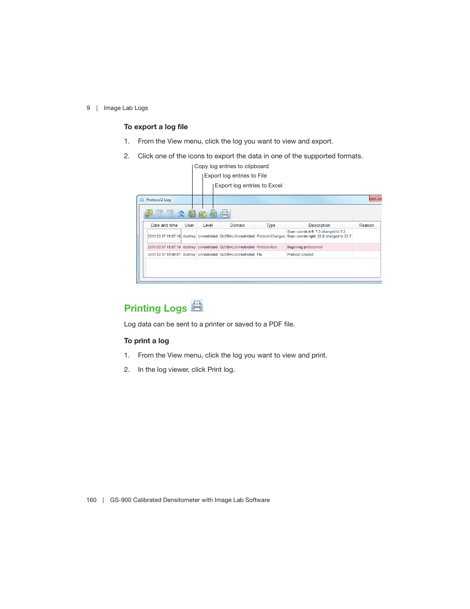 Printing logs | Bio-Rad Image Lab™ Software User Manual | Page 160 / 208