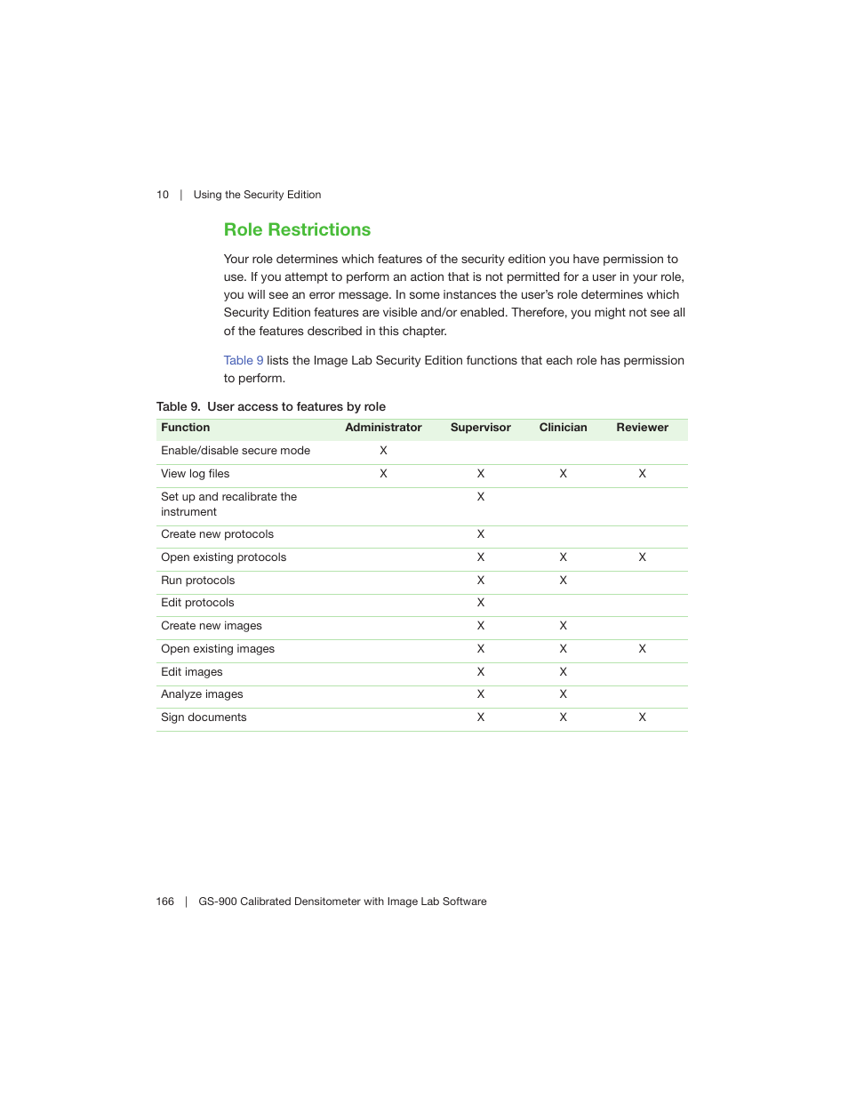 Role restrictions | Bio-Rad Image Lab™ Software User Manual | Page 166 / 208