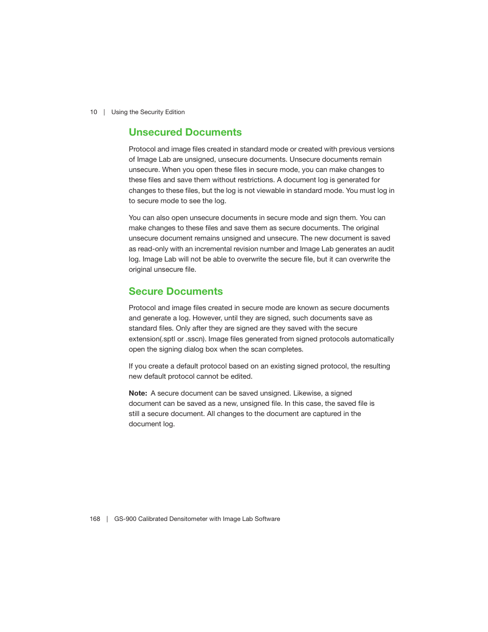 Unsecured documents, Secure documents, Unsecured documents secure documents | Bio-Rad Image Lab™ Software User Manual | Page 168 / 208