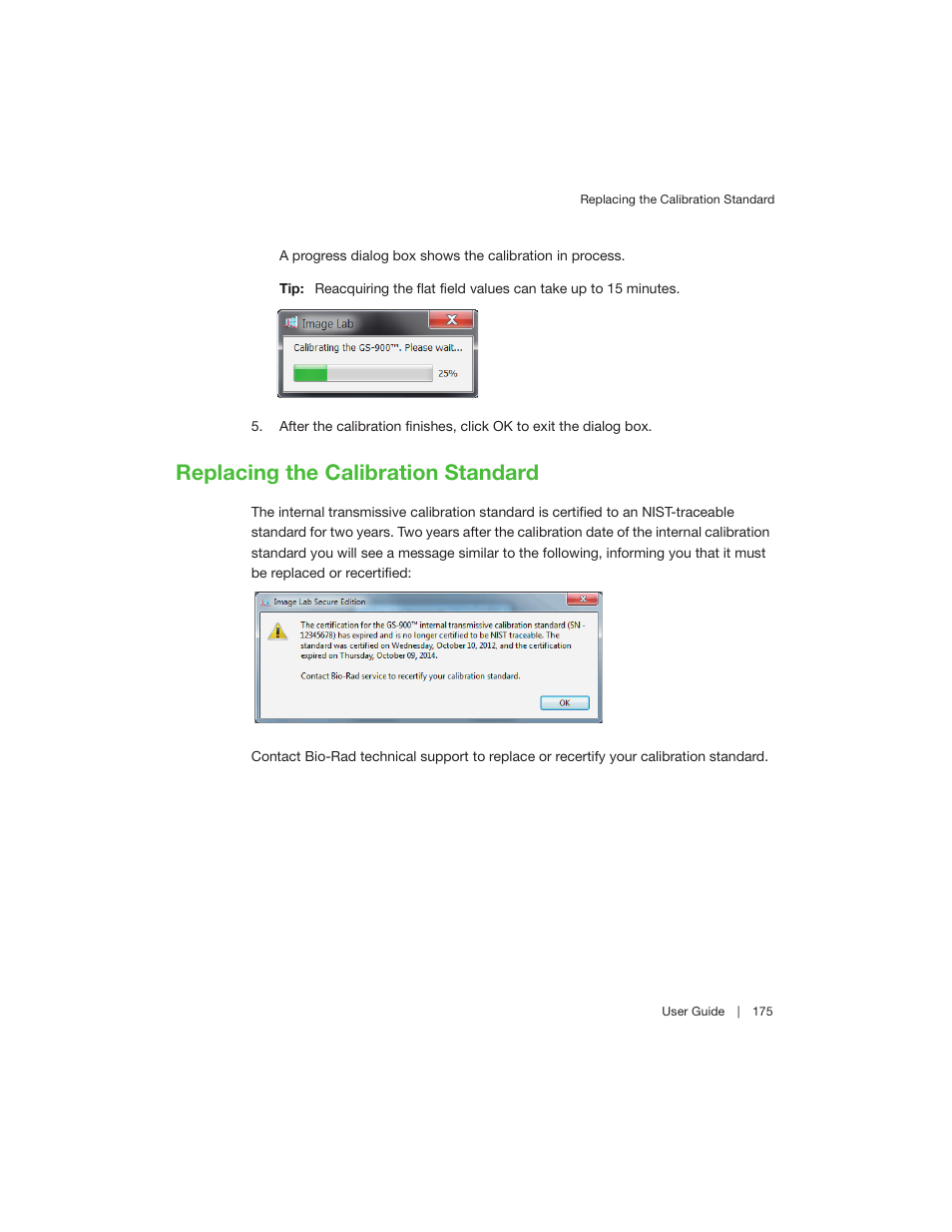 Replacing the calibration standard | Bio-Rad Image Lab™ Software User Manual | Page 175 / 208