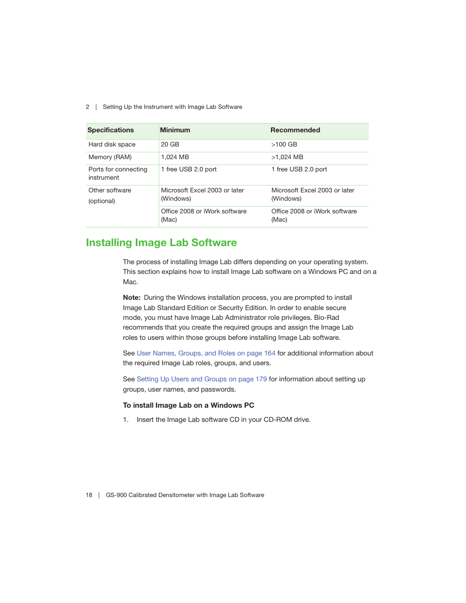 Installing image lab software | Bio-Rad Image Lab™ Software User Manual | Page 18 / 208