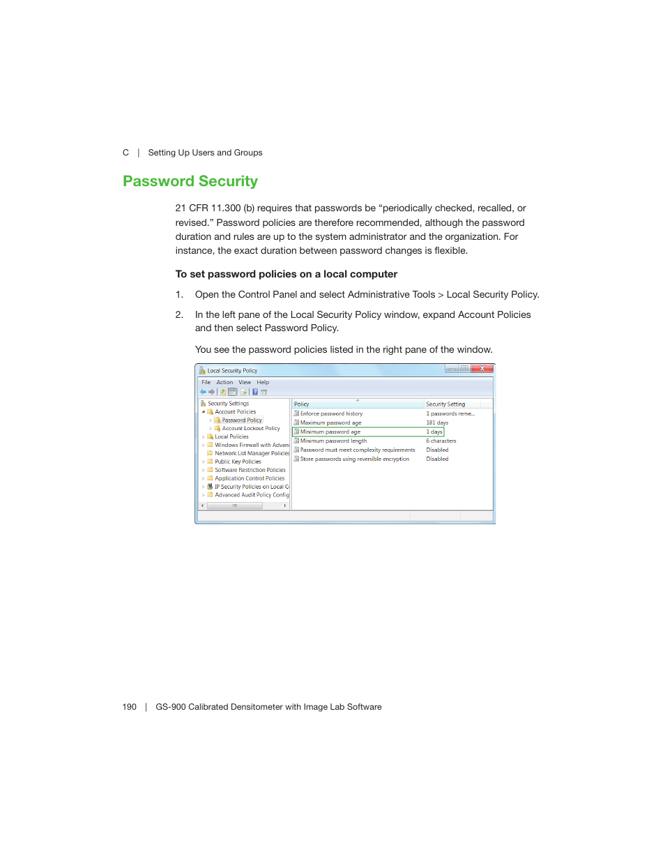 Password security | Bio-Rad Image Lab™ Software User Manual | Page 190 / 208