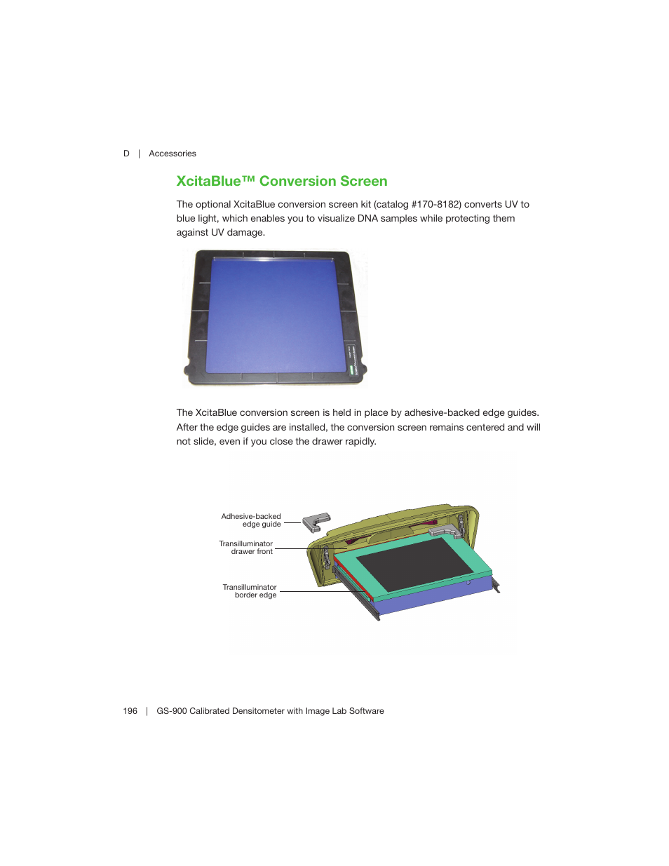 Xcitablue™ conversion screen | Bio-Rad Image Lab™ Software User Manual | Page 196 / 208
