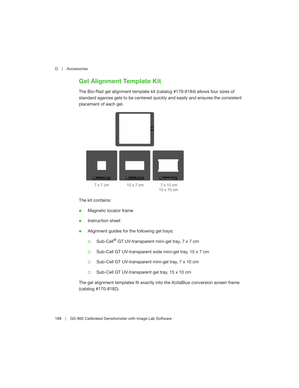 Gel alignment template kit | Bio-Rad Image Lab™ Software User Manual | Page 198 / 208