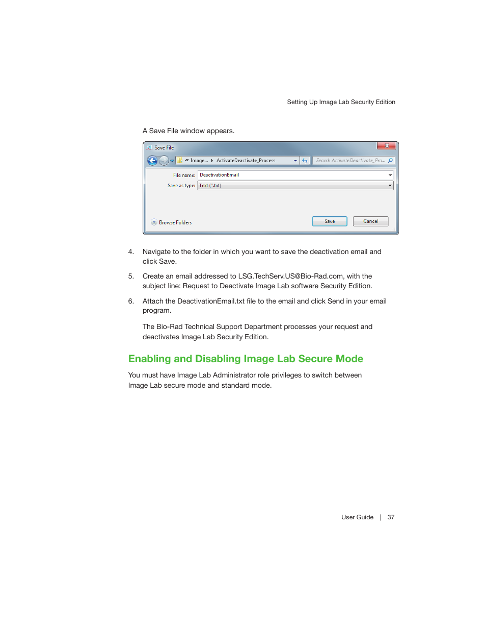 Enabling and disabling image lab secure mode | Bio-Rad Image Lab™ Software User Manual | Page 37 / 208