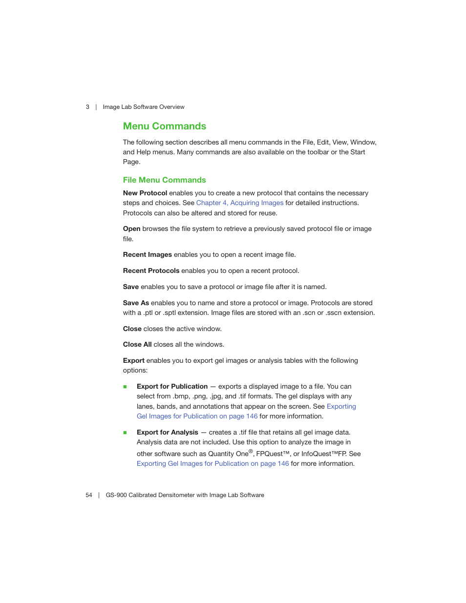 Menu commands | Bio-Rad Image Lab™ Software User Manual | Page 54 / 208