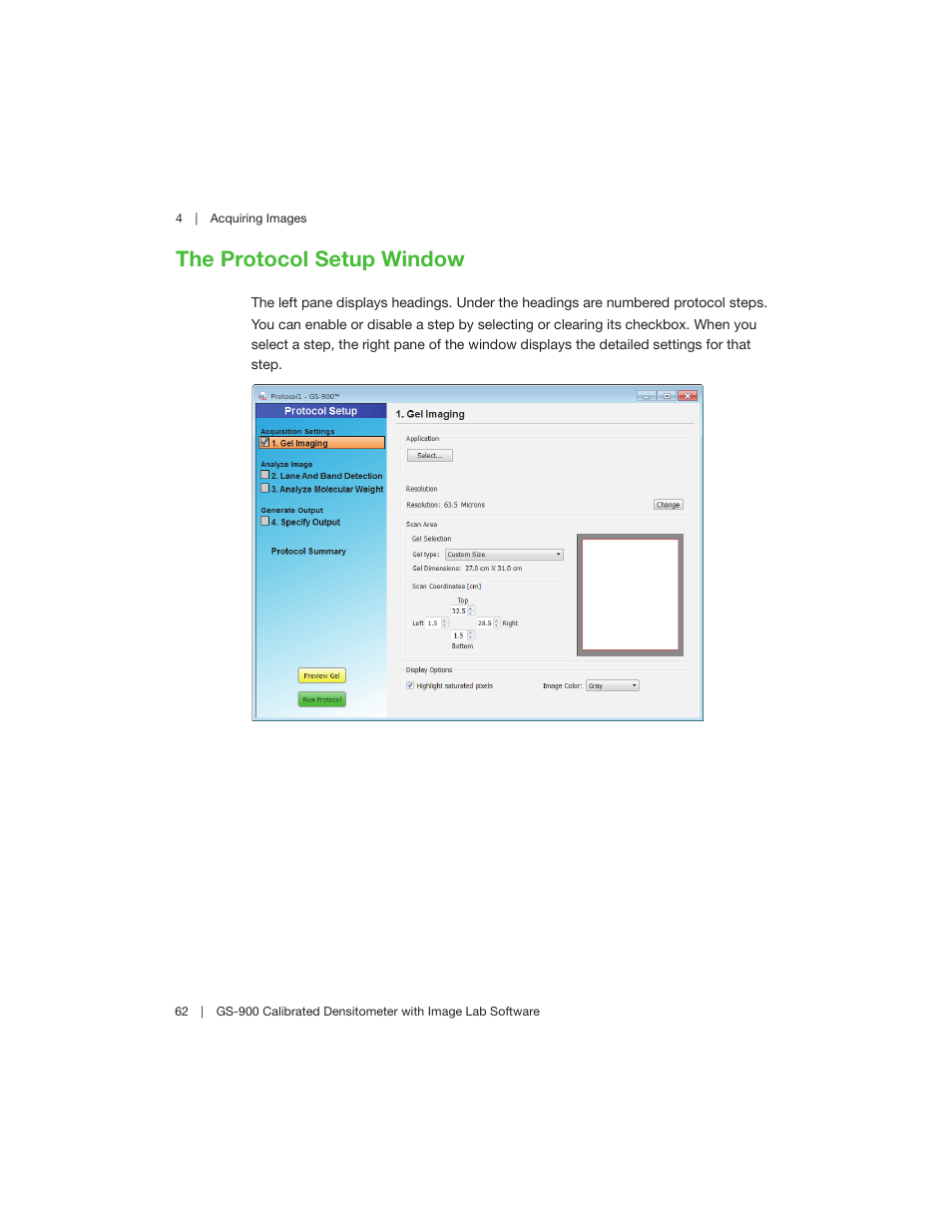 The protocol setup window | Bio-Rad Image Lab™ Software User Manual | Page 62 / 208