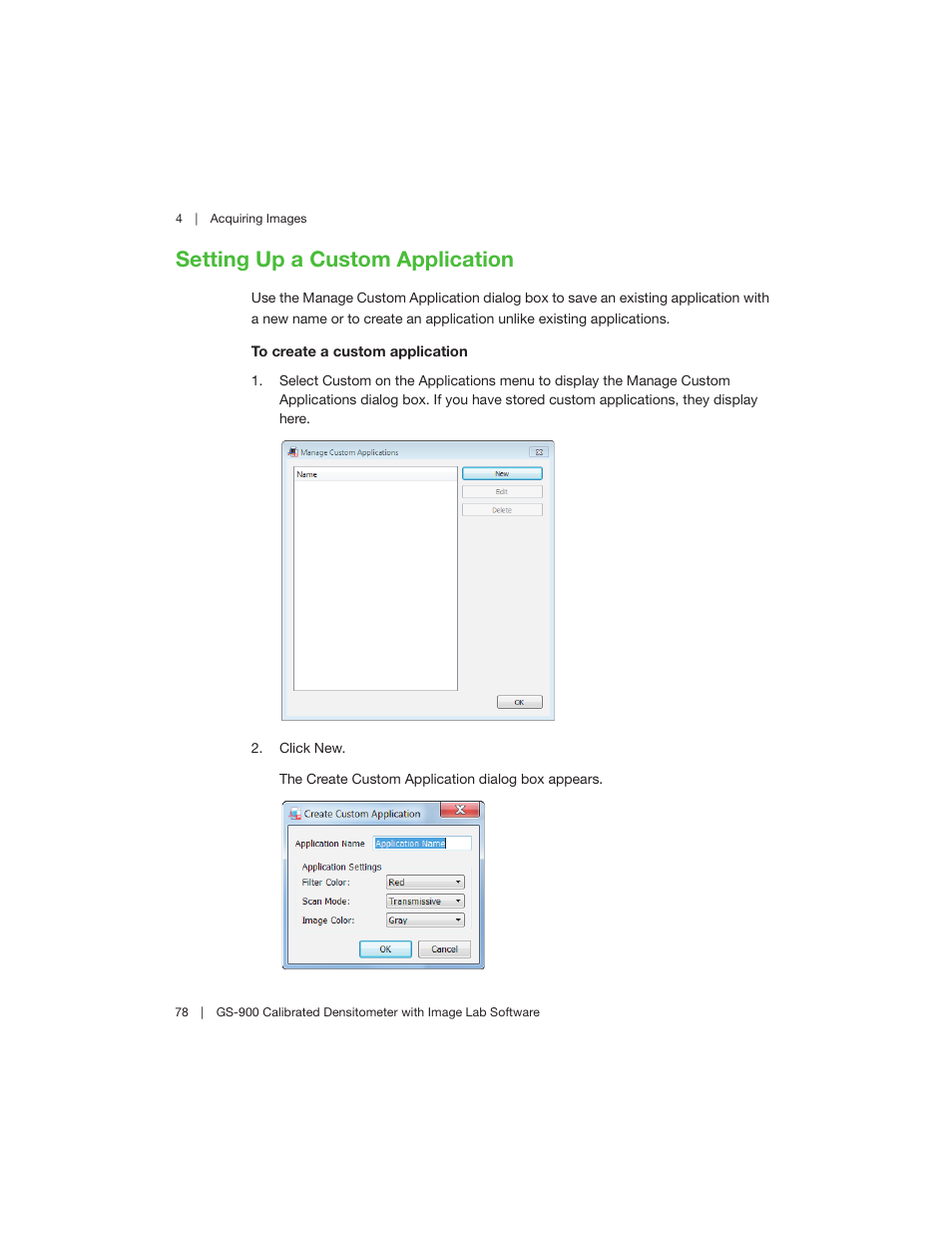 Setting up a custom application | Bio-Rad Image Lab™ Software User Manual | Page 78 / 208