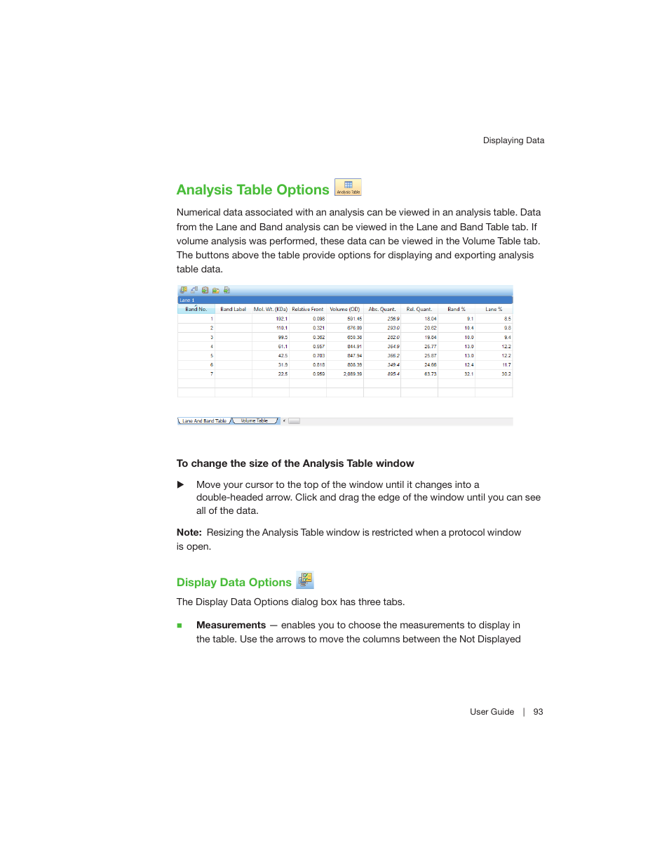 Analysis table options | Bio-Rad Image Lab™ Software User Manual | Page 93 / 208